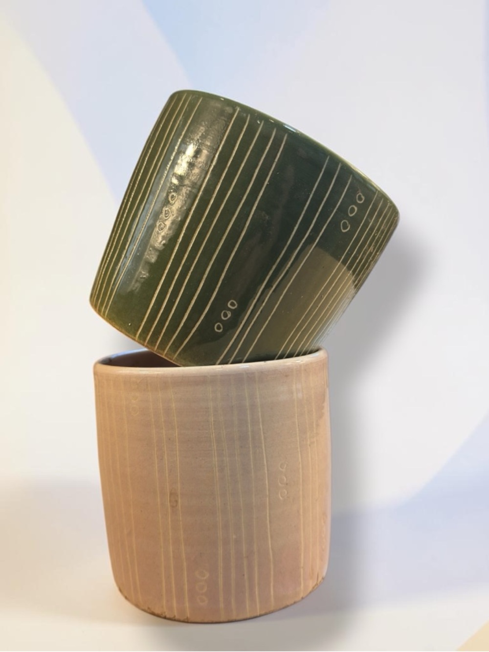 Green & Neutral Minimalist Pots (Set of 2)